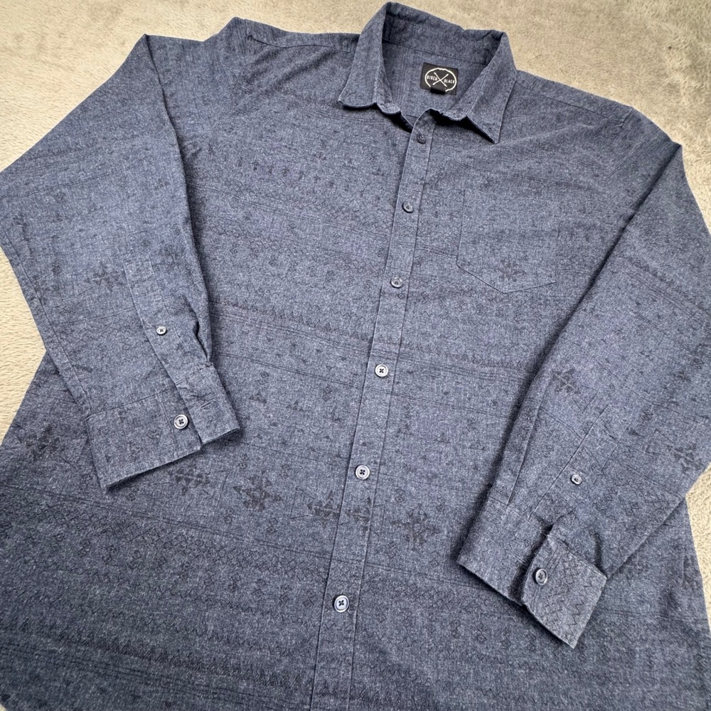 Birch Black Button Down Shirt Mens XXL Navy Blue Excellent Geometric Print Long